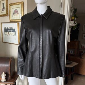 Lord & Taylor Leather Jacket Size 14 Super Soft Black Leather Like New